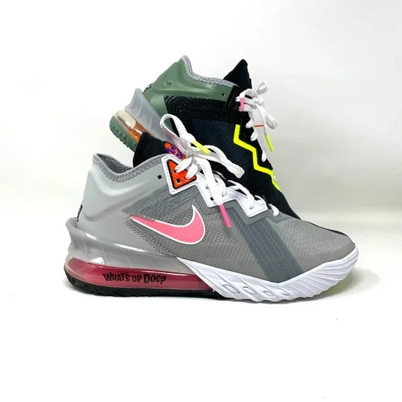 NIKE Women Size CV7562 005 LEBRON XVIII LOW lt Smoke Grey Sunset Sulse Shoes - Picture 4 of 11